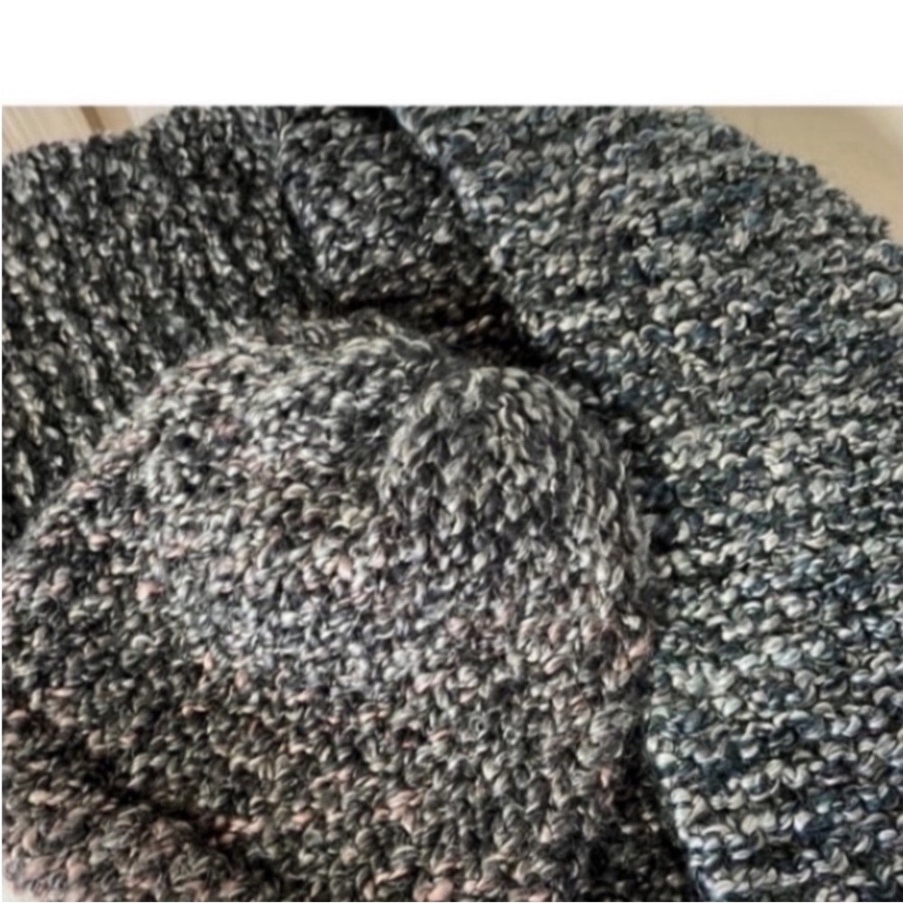Handmade Knit Beanie Scarf Set Black Gray Teal Mauve Hat Coord Set Winter Gifts - Picture 12 of 16